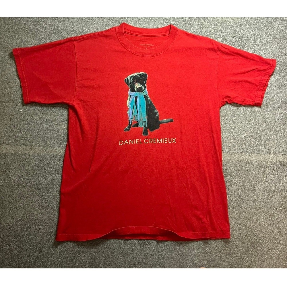 Daniel Cremieux Mens Red Black Lab Dog Scarf Graphic Tee Large Cotton Casual